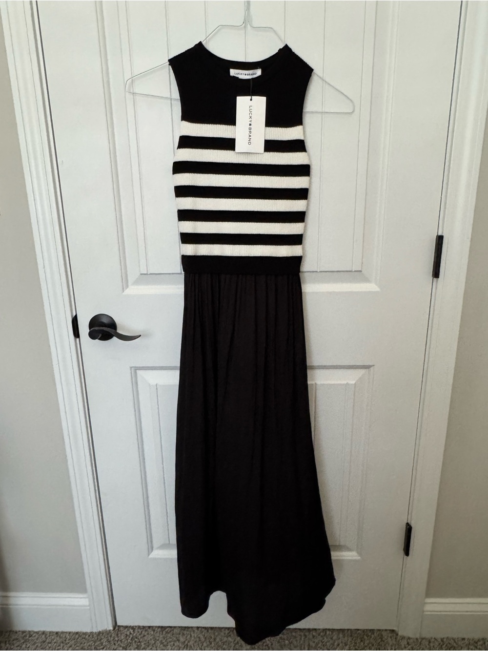 Lucky Brand Black and White Striped Maxi Dress